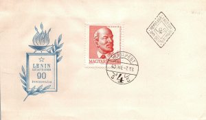 HUNGARY LENIN 90th BIRTH ANNIVERSARY ON FIRST DAY COVER BUDAPEST 1960