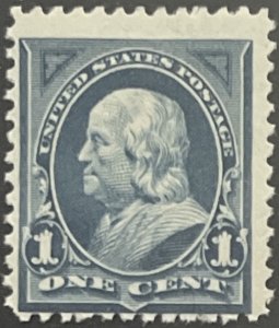 Scott #264 1895 1¢ Benjamin Franklin double line watermark unused HR