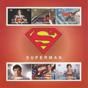 C A R - 2016 - Superman - Perf 6v Sheet - Mint Never Hinged - Private Issue