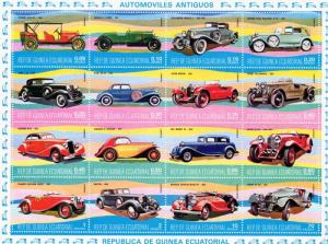 Equatorial Guinea 1977 Classic Cars Sheetlet (16)   MNH Mi.#1095/1110