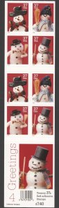 2002 US Scott#BK293 (3691) 37c Snowman Booklet of 20 MNH