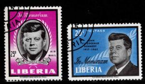 LIBERIA Scott 414, C160  Used CTO JFK stamps