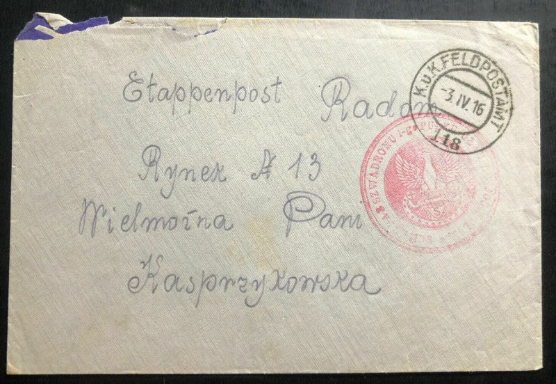 1916 KUK Fieldpost 118 Austria Cover