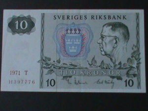 SWEDEN-1971-SVERIGES RIKSBANK-$10 KRONOR UNCIRCULATED NOTE VF HARD TO FIND