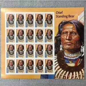chief standing bear  forever stamps  5 sheets, of 100pcs