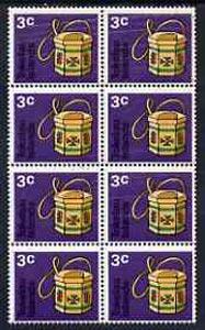 Tokelau 1971 3c Basket unmounted mint block of 8 with maj...