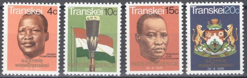 ZAYIX South Africa Transkei 1-4 MNH Coat of Arms Mace Flag Independence