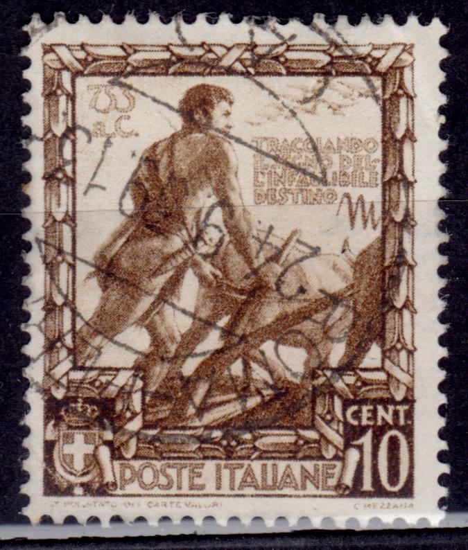 Italy, 1938, Romulus Plowing, 10c, sc#400, used