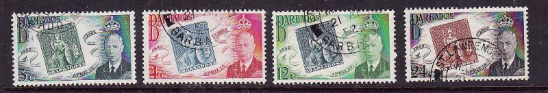Barbados-Sc#230-3-used KGVI set-Stamp on Stamp-1952-