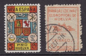 Spain, Huelva Provincial Tax Stamps,  Bar 1,8, 1936 2 diff fiscals 