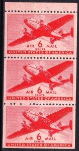 MOstamps - US Scott #C25a Mint OG NH Airmail Booklet Pane - Lot # HS-E428