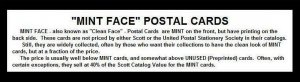 UX22 MINT FACE POSTAL CARD