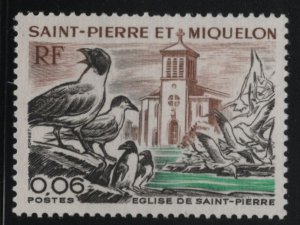 St Pierre et Miquelon 1974 MNH Sc 436 6c Church of St Pierre, seagulls