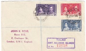 BRITISH SOLOMON ISLANDS registered cover postmarked Tulagi, 21 April 1938