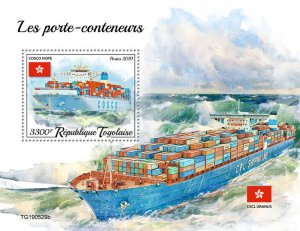 Togo 2019 MNH Container Ships Stamps COSCO Hope CSCL Uranus Nautical 1v S/S