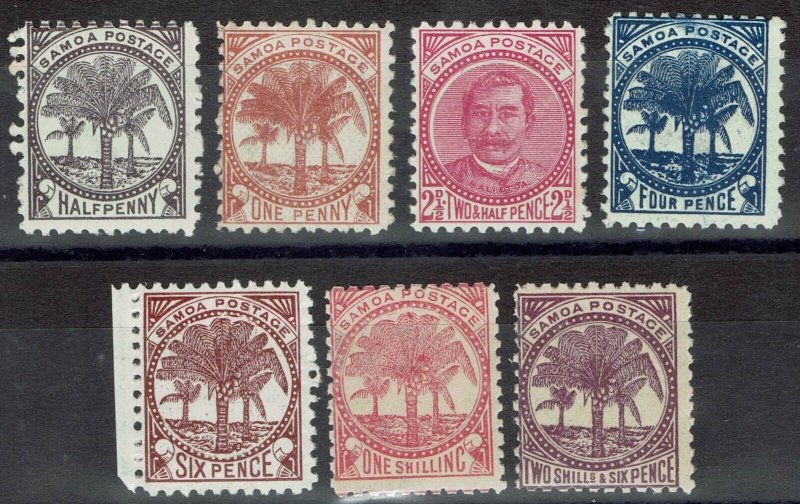 SAMOA 1886 KING AND PALM TREE RANGE TO 2/6 PERF 11 