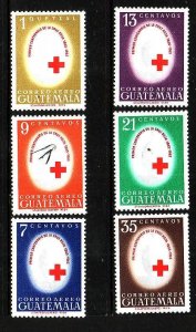 Guatemala-Sc#C304-9-unused NH Airmail set-Red Cross-1964-