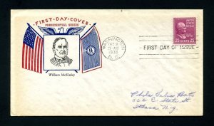 # 829 First Day Cover addressed with Fidelity cachet dated 12-2-1938