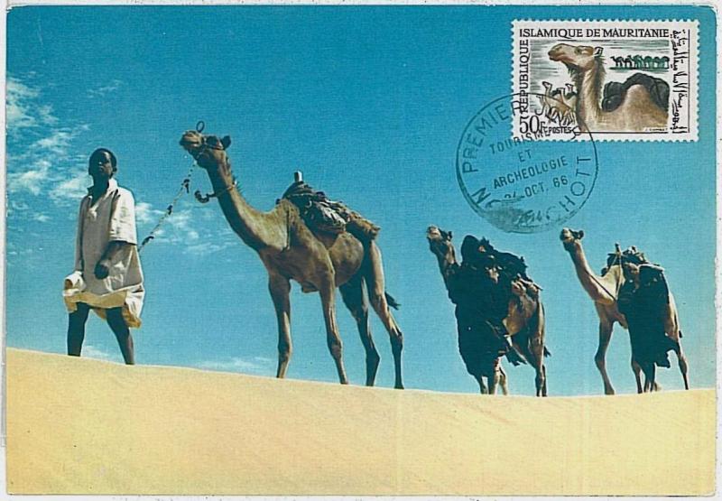 32169 MAXIMUM CARD - POSTAL HISTORY, FDC - Mauritania: Camels, Archaeology, 1960