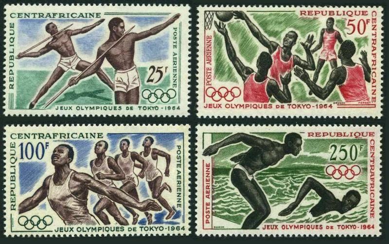 Central Africa C20-C23,MNH.Michel 59-62. Olympics Tokyo-1964.Javelin,Basketball,