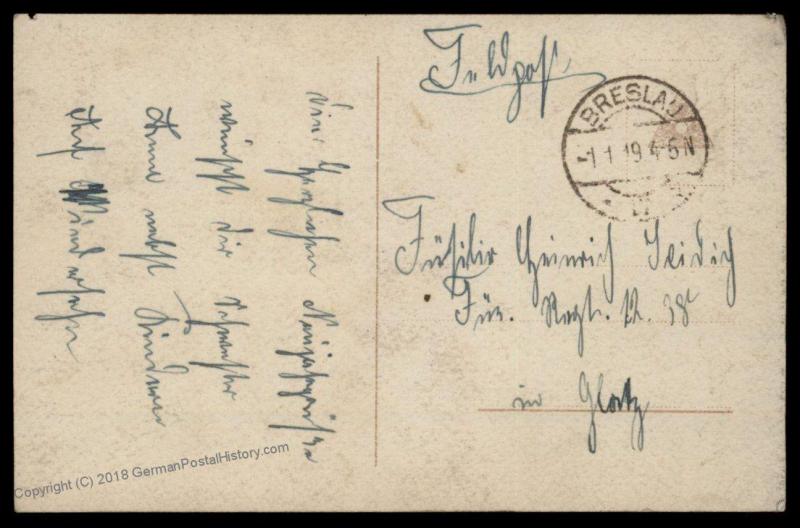 German 1919 Freikorps Grenzschutz Ost Breslau Glatz Feldpost Cover 87458