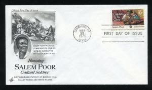 US 1560 American Bicentennial Salem Poor UA ArtCraft FDC