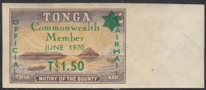 Tonga 1970 MH Sc #CO33 1.50pa on 5sh Mutiny of the Bounty Official Airmail Co...