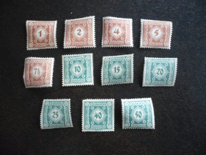 Stamps - Austria - Scott# J103-J113 - Mint Never Hinged Part Set of 11 Stamps