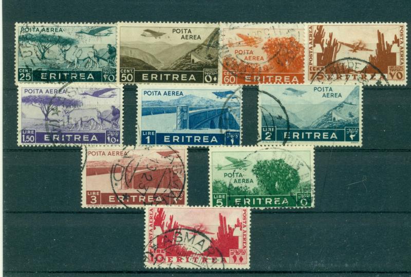 Eritrea - Sc# C7-16. 1936 Air Mails. Cplt. Used. $90.15.