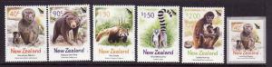 New Zealand-Sc#1910-15-unused NH set-Zoo Animals-Monkey-2004