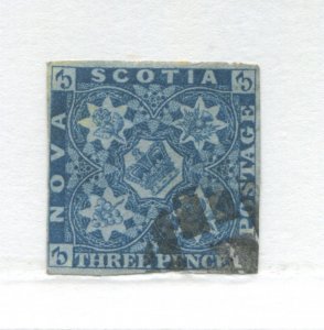 Nova Scotia 1851 3d dark blue used with 4 close to large margins