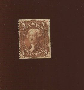 75 Jefferson Unused Stamp with Crowe Cert  (Stock Bz 90)