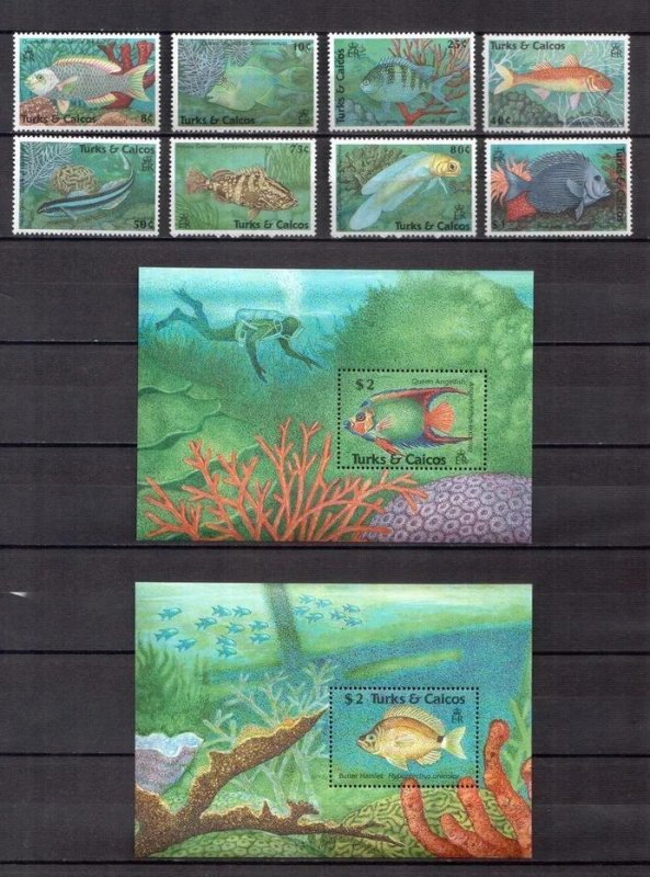 1990	Turks and Caicos	marine life fish set+s/s MNH	248