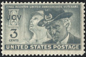 SC#998 3¢ United Confederate Veterans Single (1951) MNH