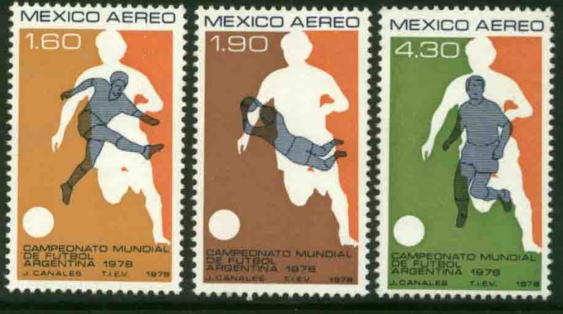 MEXICO C565-C567, World Soccer Cup Championship. MINT, NH. F-VF.