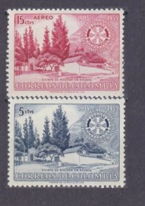 1955 Colombia 743-744 MLH 50 years of Rotary International