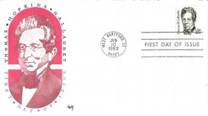 1983 FDC, #1861, 20c Thomas H. Gallaudet, 3 diff. cachets