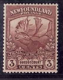 Newfoundland #12660 - Scott cat. #117 - 3c red brown Caribou - unused , og , lig