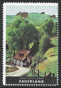 Sauerland, Germany, German Tourism Poster Stamp, Cinderella Label, N.H.