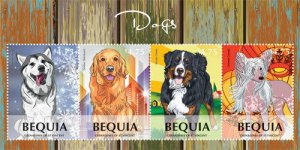 BEQUIA 2014 - DOGS - SHEET OF 4 STAMPS MNH 