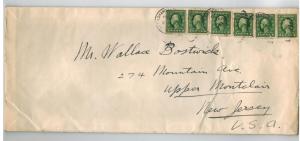 1915 US Post Office Shanghai China to Upper Montclair NJ USA Oversize Cover wax
