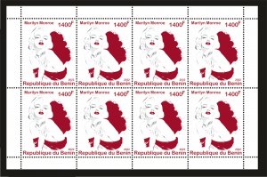 Stamps. Actors , Marilyn Monroe Benin 1 sheet 8 stamps 2022 year NEW perforated