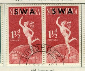 SOUTH WEST AFRICA; 1949 early UPU issue fine used 1.5d. Pair 