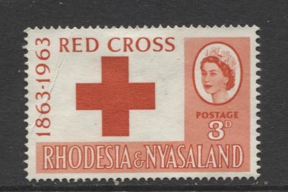 Rhodesia & Nyasaland -Scott 188 - Red Cross -1963 - FU- Single 3d Stamp