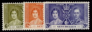 SEYCHELLES GVI SG132-134, 1937 CORONATION set, M MINT.