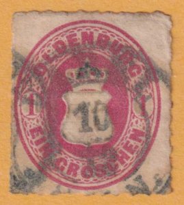 GERMAN STATES - OLDENBURG 23 USED - 1g ROSE ROULETTED 10