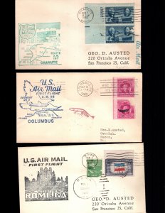 US 3 used first flight  covers