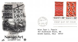 US FIRST DAY COVER LOT OF 4 DIFFERENT CACHETED ENVELOPES NAVAJO ART SERIES 1986