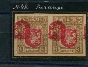 LITHUANIA 48 PROOF PAIR DOUBLE CENTER ONE INVERTED-