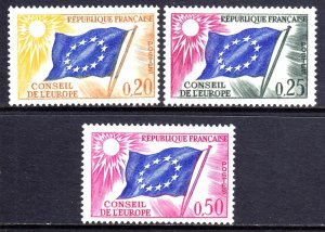 France 1963 Council of Europe Complete Mint MNH Set SC 1O7-1O9 Yv 27-29